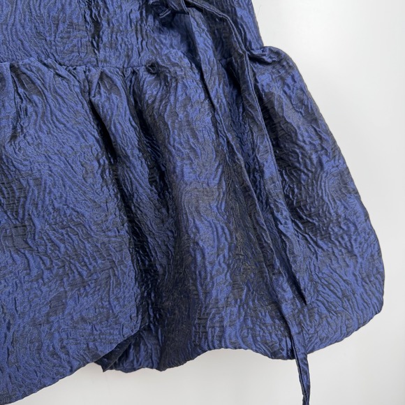 Moon River Women's Navy Blue Puff Sleeve Bubble Hem Mini Dress XS Romantic Chic - Picture 3 of 9